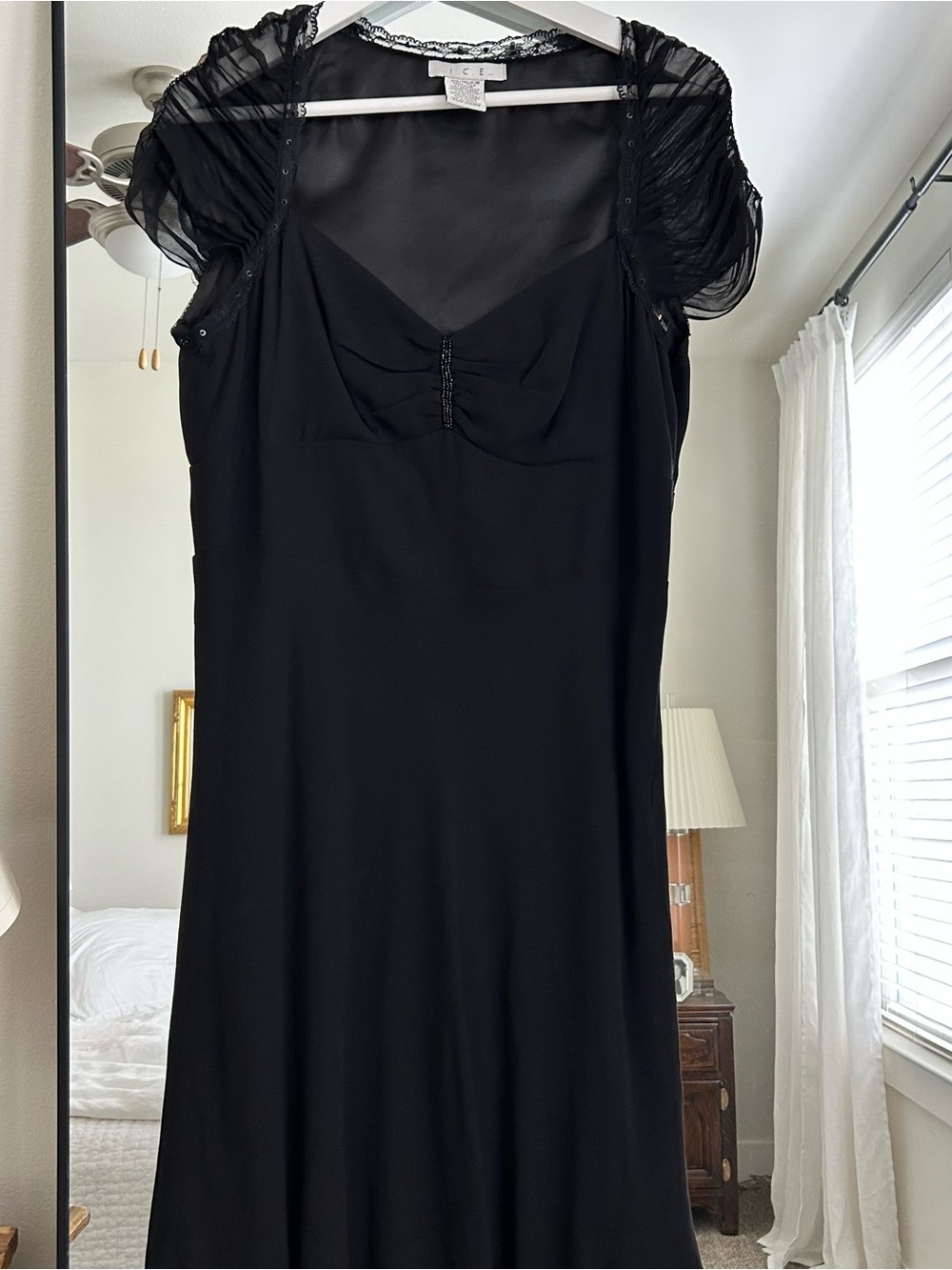 Y2K silk beaded and lace black ICE dress
